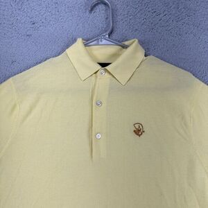 Crittenden Sweater Adult‎ Small Yellow Fine Knit Pullover Polo Short Sleeve Mens